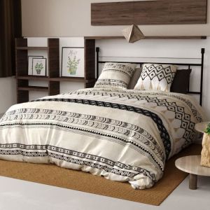 Atelier Du Coton - Housse de couette 260x240 Bohème + 2 taies coton 57 fils