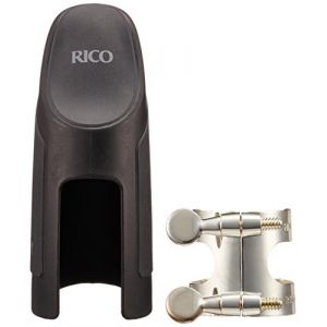 Image de Rico Ligature H et couvre-bec, saxophone alto, plaqué argent