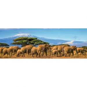 Nathan Puzzle 500 pi&egrave;ces panoramique : Troupeau d’&eacute;l&eacute;phants