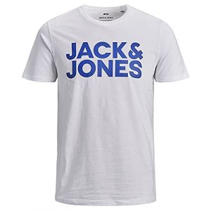 Jack & Jones T-shirt Manche Courte O Cou Corp Logo S White / Slim Fit / Large Print / Black