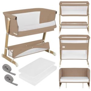 Lionelo THOMI Plus 5 en 1 Lit Bébé sur Pied, Convertible jusqu'à 9 kg, pour Un Enfant Plus Âgé jusqu'à 30 kg, Parc Enfant Jusqu'à 15 kg, Canapé-Lit jusqu'à 100 kg Réglable en Hauteur, 2 Roues