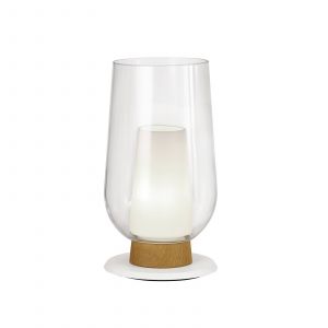 Mantra Lampe de table led verre et bois - nora