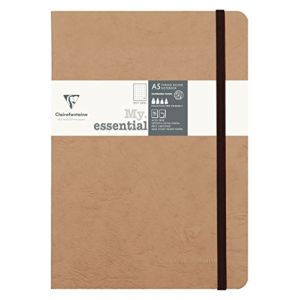 Image de Clairefontaine 79343C - Carnet Age Bag My.essential 148x210, 192p./96 feuilles 90 g/m² ivoire cousues, couv. coloris tabac, dot grid (grille de points)