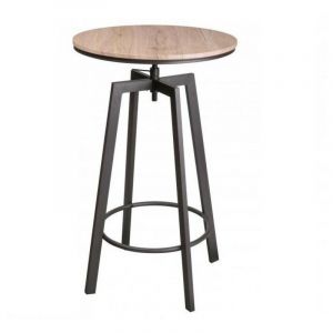 Image de Urban living Table de Bar Ronde Style Industriel en Bois et Métal Noir Ajustable 0,000000