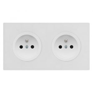 FONTINI - 2 prises 2P+T blanc glossy DOM avec plaque double blanc – Élégance et praticité pour vos installations électriques