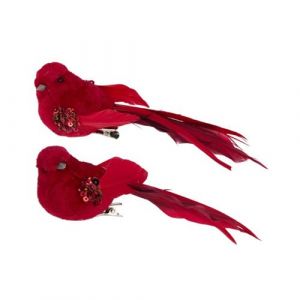 2 oiseaux d&eacute;co plumes sur pince 14cm - g&eacute;n&eacute;rique hc4700920