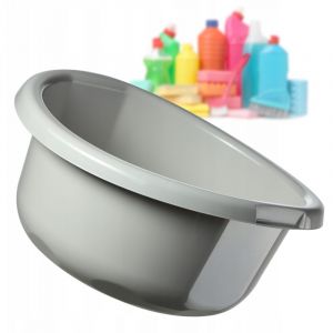 Kadax - Bassine en Plastique pour Le Lavage à la Main des Vêtements et de la Vaisselle, Dotée d'une Forme Ronde et de Poignées Ergonomiques (8L, Gris)