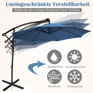 Image de Parasol Coast avec éclairage solaire LED feux de signalisation rotatifs pour le jardin Ø 300 cm bleu