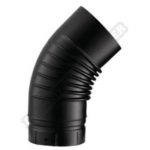 Poujoulat Coude plissé 45° émaillé 7/10e soudé en continue, diamètre 130 mm , noir mat (RAL 9019) Réf. CD 45 130 E NM / 56130921