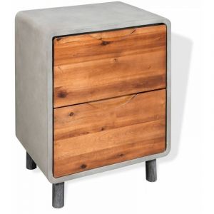 Image de Table de nuit c vet commode armoire meuble chambre bois d'acacia m if 40 x 30 x 50 cm Bois