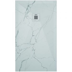 Receveur NOLA 3 - 70x120x3cm - Résine - Marbre blanc - Bonde