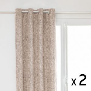 Atmosphera Lot de 2 Rideaux à œillets Occultant Jacquard Beige Lin 140 x 260 cm