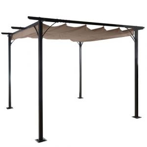 Pergola MENDLER HWC-C42, pavillon de jardin, cadre stable à 6 cm + toit ouvrant 3x3m taupe