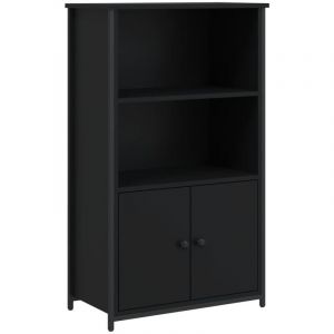 VidaXL Buffet Haut, Meuble de Rangement, Armoire de Rangement, Organisateur de Salon Maison Intérieur, Industriel, Noir Bois d'Ingénierie