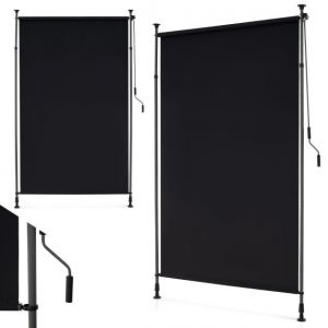 Coast parasol extensible verticalement 150 x 220-310 cm noir - Store de balcon sans perçage avec manivelle