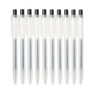 Stylo &agrave; bille &agrave; encre gel r&eacute;tractable noir - 0,5 mm - Lot de 10