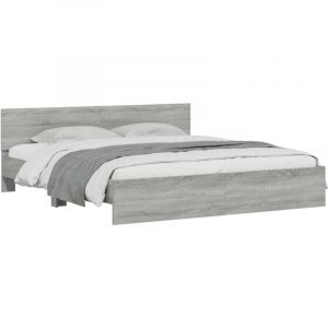 VidaXL Cadre de lit avec tête de lit sonoma gris 180x200 cm