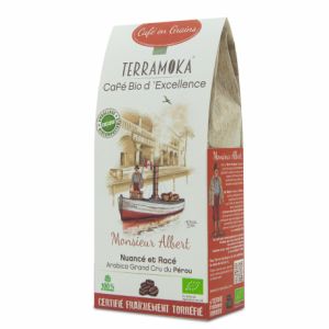Terramoka Café en grains 100% Arabica Bio Pérou Monsieur Albert - 200g - Sélection Verte (Bio) - Café Bio - Bio