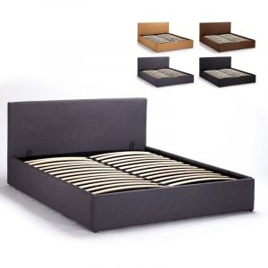 Lit double &agrave; 2 places avec coffre 160x190 l King, Couleur: Gris