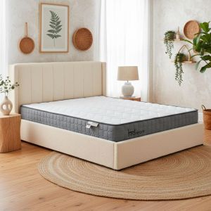 Pack Lit-coffre Magorial Matelas Bedream Cr&egrave;me Tissu bouclette