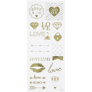 Creotime Stickers fantaisie dorés - Love - 14 pcs