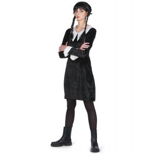 Déguisement Écolière Gothique Velours Noire Femme - Taille: L