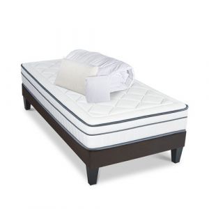 BELLECOUR LITERIE Pack Prêt à dormir BARTOLDI 90x200 cm Matelas Ressorts ensachés + Sommier + Accessoires