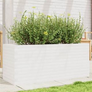 VidaXL Jardinière blanc 110x40x45,5 cm bois de pin massif, jardinière d'extérieur, bac à fleurs, boîte à plantes, jardinière de terrasse