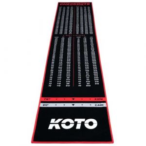 KOTO - Tapis Checkout Rouge 285 x 60 cm + Oche Incl. Indicateur de Score Tapis de Fléchettes