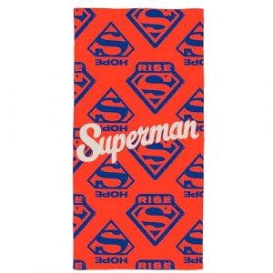 Superman Rise Serviette de Bain et de Plage | 100% Coton | Oeko-TEX | 75x150cm | Imprimée Garçon | Rouge