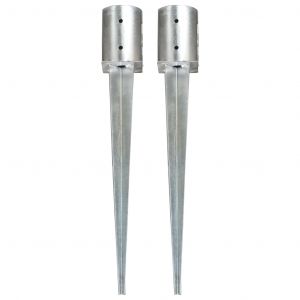 VidaXL Piquets au sol 2 pcs Argent&eacute; 10x76 cm Acier galvanis&eacute;