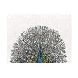 Image de Maxwell & Williams - Serviette de Table 100% Coton, Imprimé de Paon Bleu, Collection Marini Ferlazzo, 50 x 70 cm - Multicolores