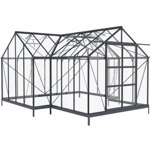 Serre de jardin orangerie en verre tremp&eacute; 15,5 m&sup2; - Anthracite - NARCISSE