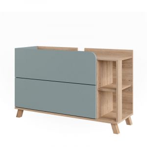Vicco - Meuble sous vasque Karen, Sonoma/Bleu, 100x65cm avec 2 tiroirs