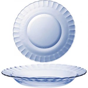 Duralex Lot de 6 - Assiette creuse ondulée en verre 23 cm teinté bleu marine