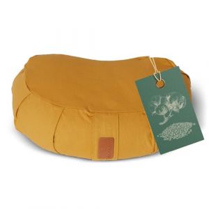 #DoYourYoga Coussine de Yoga en Demi-Lune »Ganesh« / Idéal pour Yoga, pilâtes et méditations prolongées/Produit Naturel avec vannure d'épeautre Organique/Dimensions : 45 x 30 x 14cm