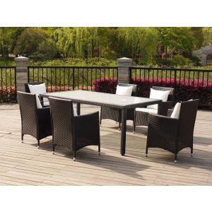 Table de jardin Atlanta en résine tressée avec 6 fauteuils