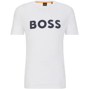 Boss Effect Hommes Thinking 1 T-Shirt en Jersey de Coton avec Logo imprim&eacute; en Gomme