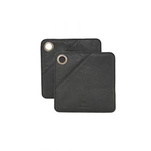 House Doctor Manique carrée en cuir, lot de 2