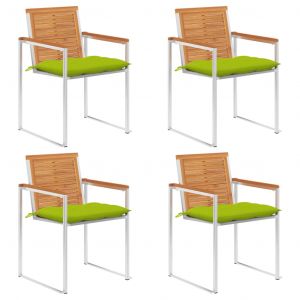 VidaXL Chaises de jardin 4 pcs avec coussins Bois d'acacia massif Vert vif