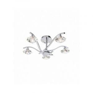 Endon Plafonnier Langella, chrome et cristal, 5 ampoules