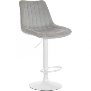 CLP Tabouret de bar Toni en Velours Pied trompette en Métal gris Blanc