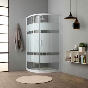 Kiamami Valentina Cabine De Douche Incurvée 90X90 Crystal 4 Mm Sérigraphié Venere