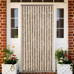 VidaXL Rideau anti mouches marron fonc&eacute; et beige 118x220 cm chenille