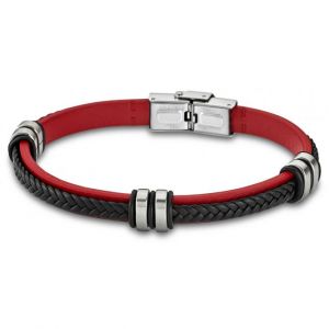 Image de Lotus Bracelet Urban Man LS1829-2-3 - Bracelet Cuir Rouge Acier Homme