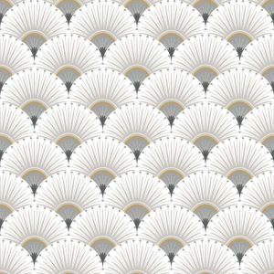 Rasch Papier peint vinyle sur intiss&eacute; Palmettes blanc et argent&eacute;