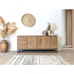 Bobochic Buffet Buffet 3 portes 190 cm bergerac Bois massif de manguier - Bois clair