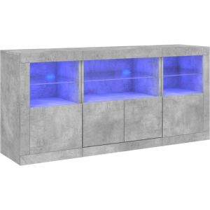 VidaXL Buffet avec lumières LED gris béton 142,5x37x67 cm
