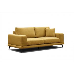 Canapé droit 3 places tissu jaune - MEDIOLANE