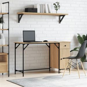 VidaXL Bureau D'ordinateur Chêne Sonoma 131x48x75 Cm Bois D?Ingénierie